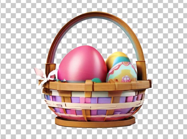 Free psd easter egg basket 3d illustration in png