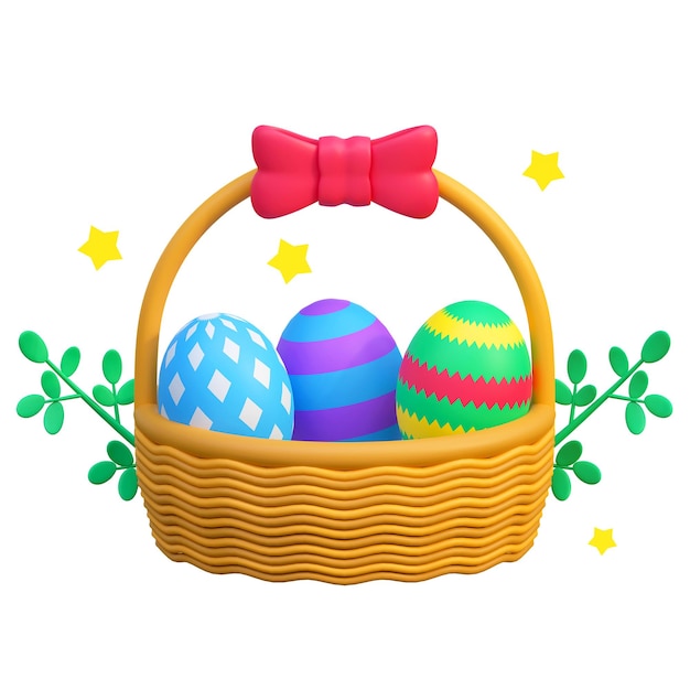 Free psd egg basket 3d illustration