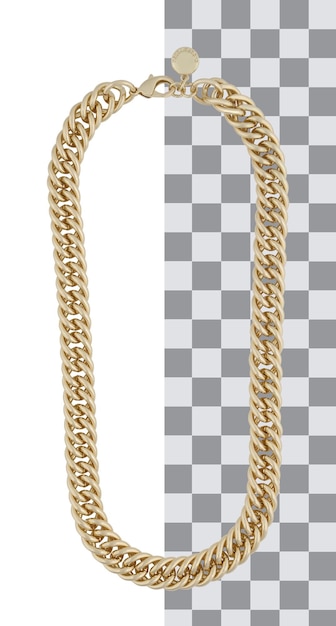 PSD Бесплатно psd элегантное золотое ожерелье с цепочкой на белом фоне