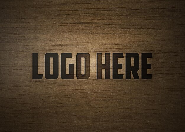 PSD free psd engraved wood text effect psd editable template