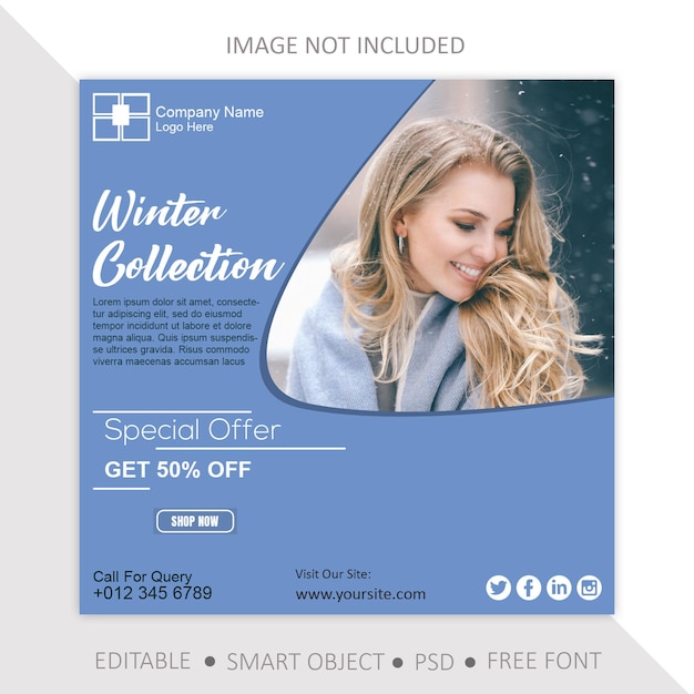 Free psd fashion or winter sale design poster