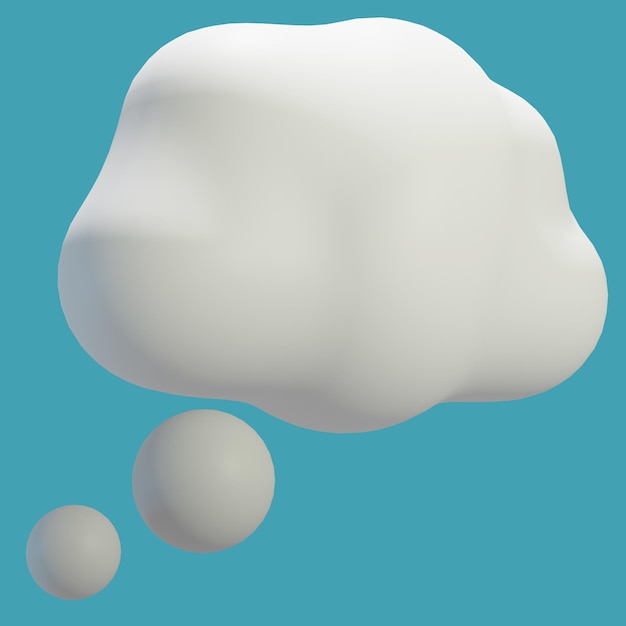 free psd file 3d rendering bubble chat with cloud shape white color and blank space