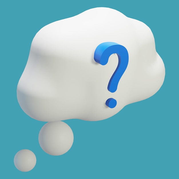 free psd file 3d rendering bubble chat with cloud shape white color and question mark