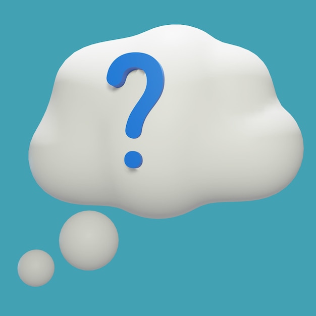 free psd file 3d rendering bubble chat with cloud shape white color and question mark