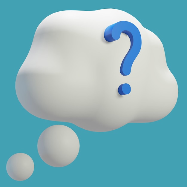 free psd file 3d rendering bubble chat with cloud shape white color and question mark