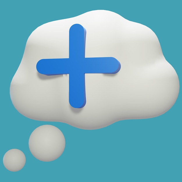 무료 psd 파일 구름 모양 흰색 색상과 더하기 표시가 있는 3d 렌더링 버블 채팅