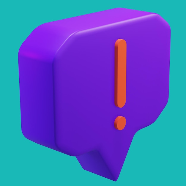 無料の psd ファイル 3 d レンダリング バブル チャット紫のボックス形状と危険サイン