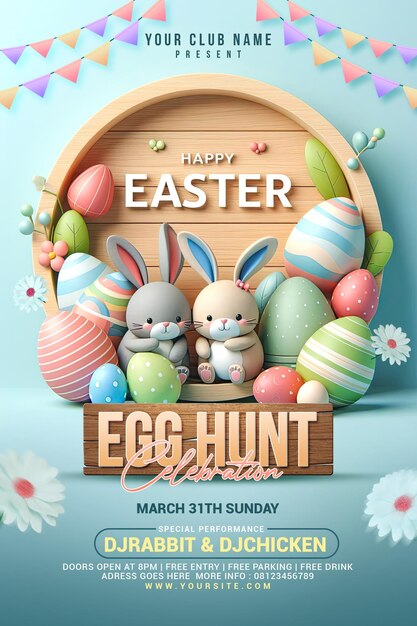 Free psd flyer template for easter egg hunt party