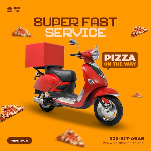 free psd food delivery social media post template