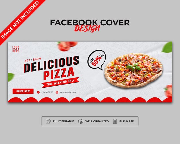 PSD 無料の psd 食事メニューと美味しいピザ フェイスブックカバーバナーテンプレート