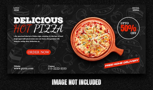 PSD menu di cibo psd gratuito e modello di banner web per pizza deliziosa