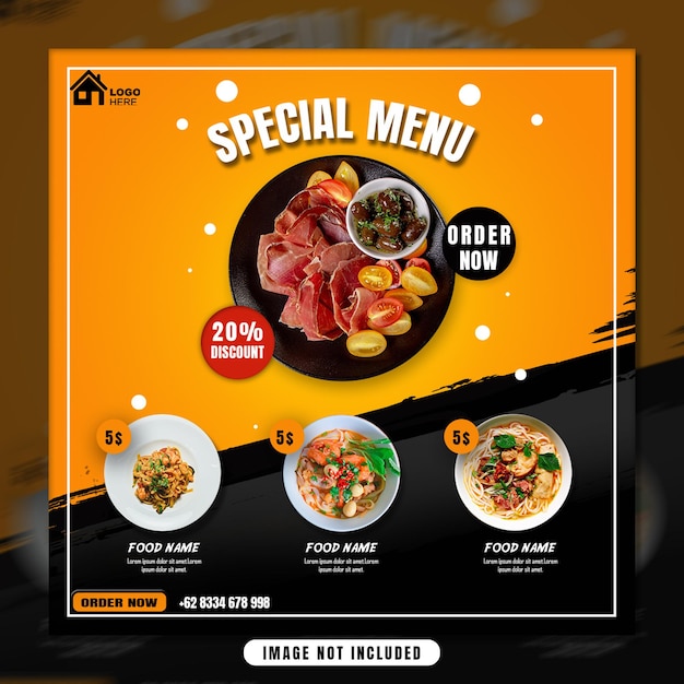 Menu di cibo psd gratuito e modello di copertina di facebook del ristorante