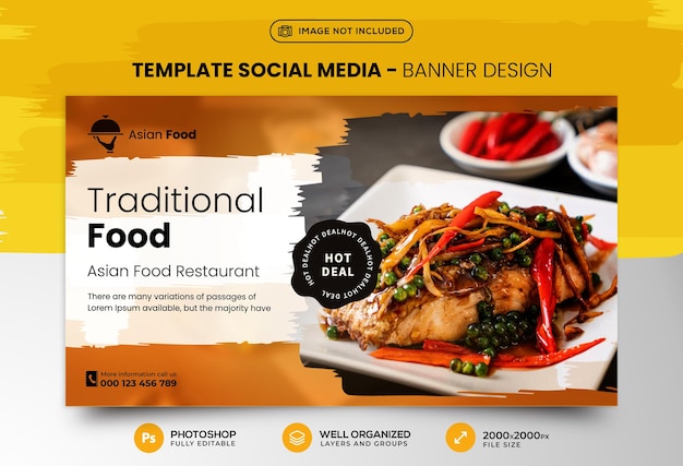 Free PSD food social media promotion and facebook banner post design template