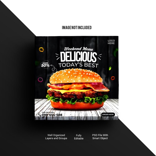 PSD free psd food social media promotion and instagram banner post design template