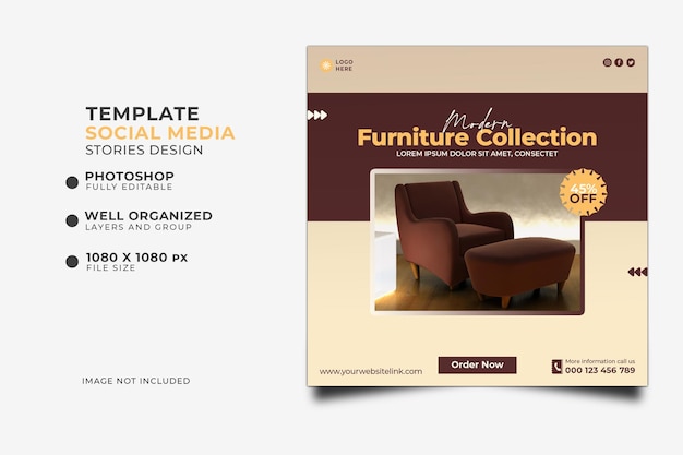 Free psd furniture sale instagram post and social media template