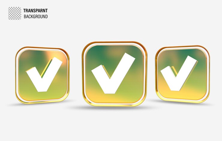 PSD free psd green gradient check mark icon 3d element illustration