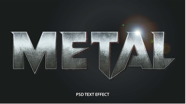 PSD effetto di testo metallico grunge psd gratuito