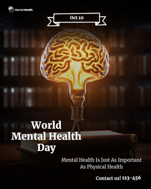 PSD free psd hand world mental health day instagram post