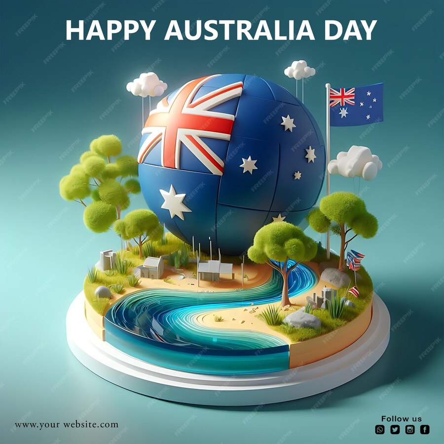 Premium PSD Free psd happy australia day social media poster design
