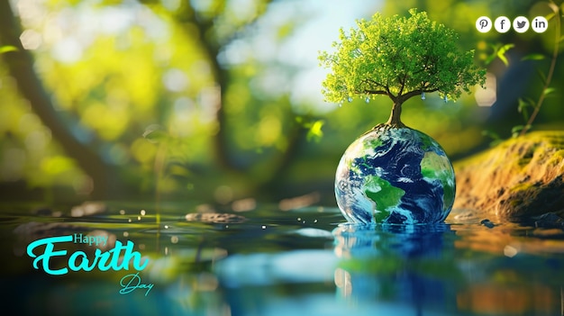 PSD free psd happy earth day ecology concept social media banner poster