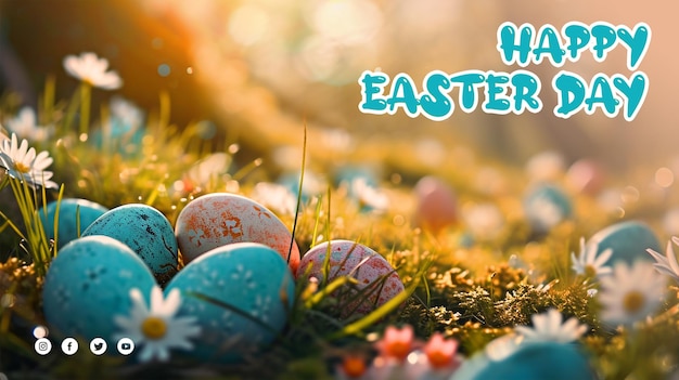 PSD free psd happy easter day easter eggs easter easter banner social media poster