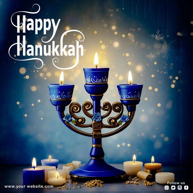 PSD psd gratis felice hanukkah post design sui social media