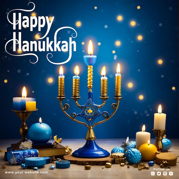 PSD psd gratis felice hanukkah post design sui social media