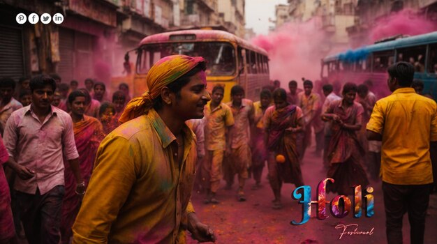 PSD free psd happy holi festival celebrazione di holi maschile e femminile social media holi banner poster