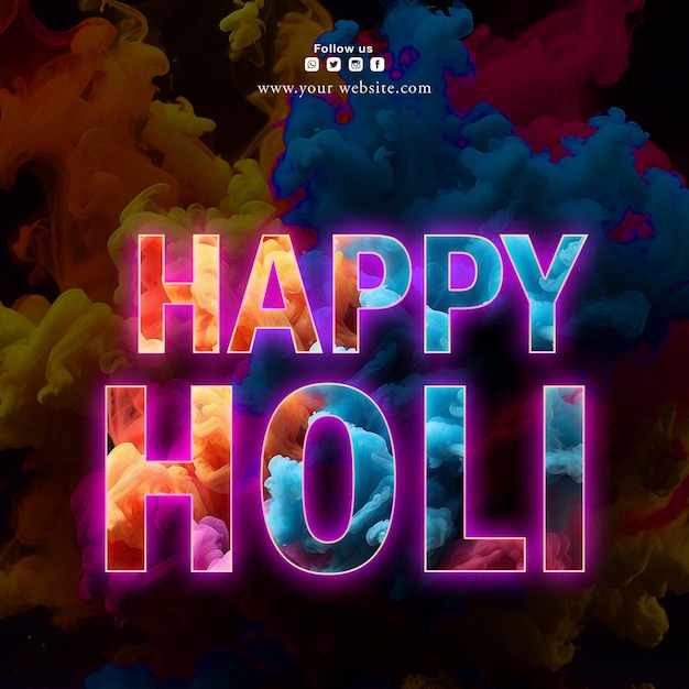 Free psd happy holi social media post design