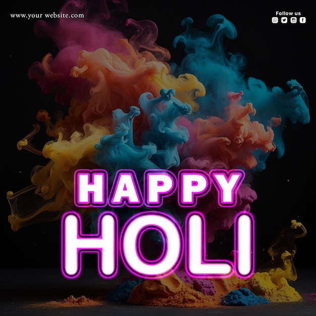 PSD free psd happy holi social media post design