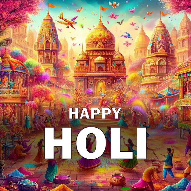 PSD free psd happy holi social media post design