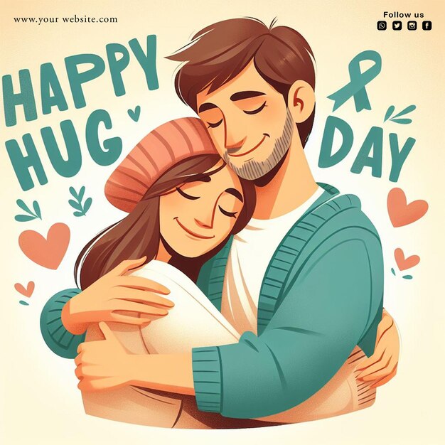 PSD free psd happy hug day social media post design