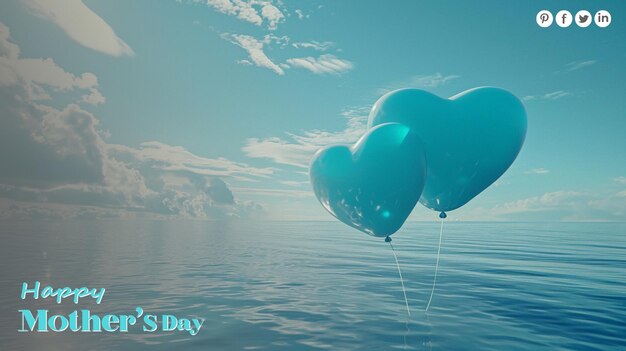 PSD free psd happy mothers day balloons flying in the sea breeze love and care