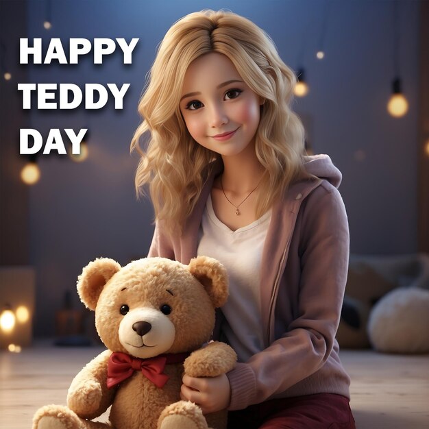 PSD psd gratuito happy teddy day social media post design