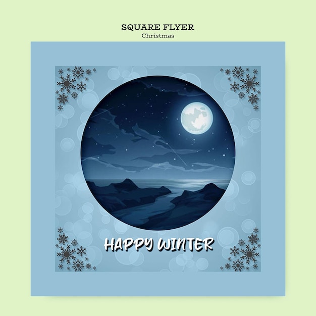 PSD free psd happy winter lettering with moon and snow