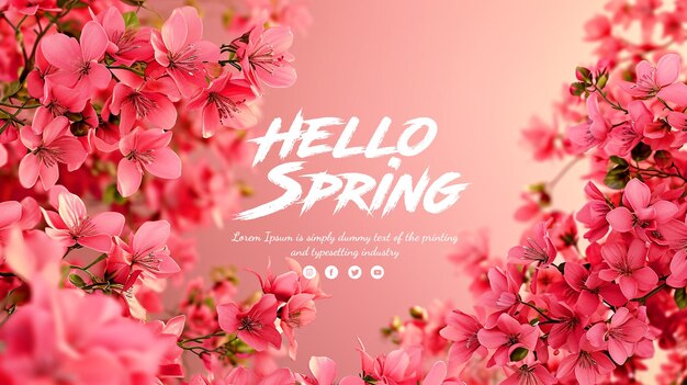 Free psd hello spring summer and spring concept social media banner poster