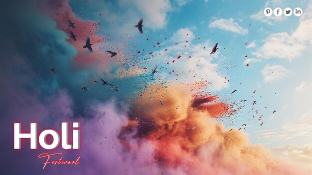 Free psd holi festival colorful abstract colorful powder explosion hindu festival of colors