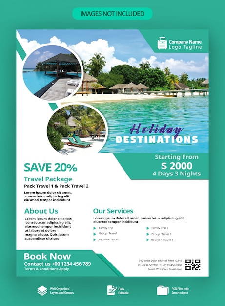 free PSD holiday destinations and travel brochure