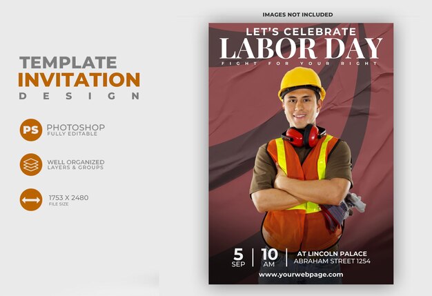 Free psd labor day invitation template