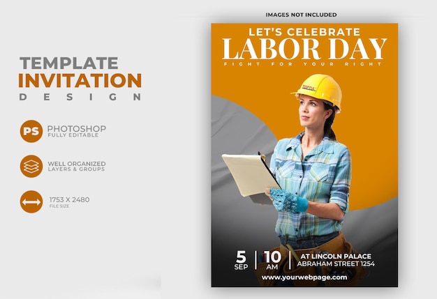 PSD free psd labor day invitation template