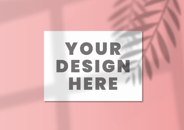 free psd landscape a4 paper mockup wall background with shadow overlay