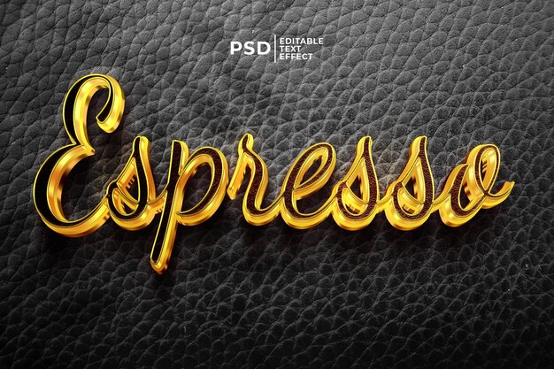 PSD free psd luxury espresso gold 3d editable text template