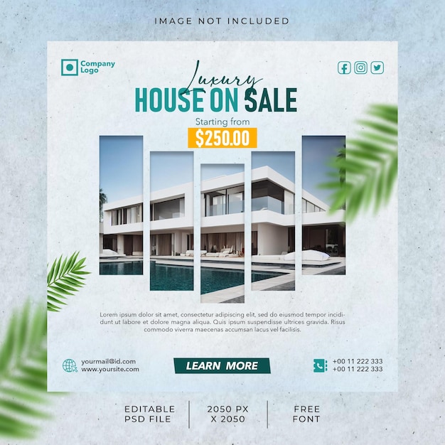 PSD psd gratis banner di design post casa di lusso in vendita