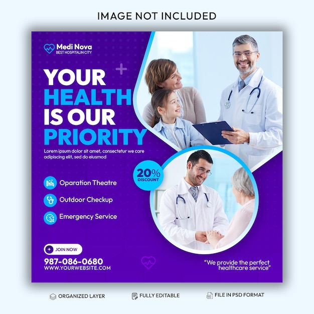 PSD free psd medical health social media and instagram post banner