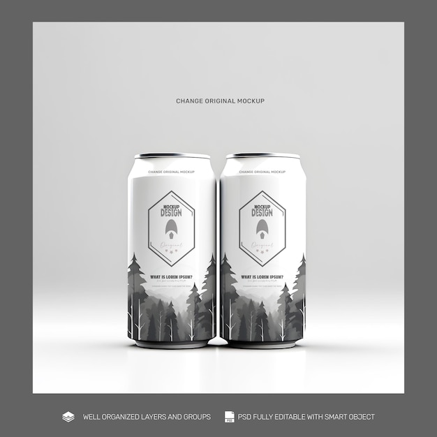 PSD free psd mockup canned bottled drinks