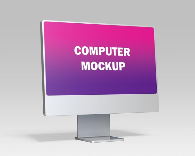 PSD mockup psd gratuito di un monitor di computer con uno sfondo viola che dice mockup di computer