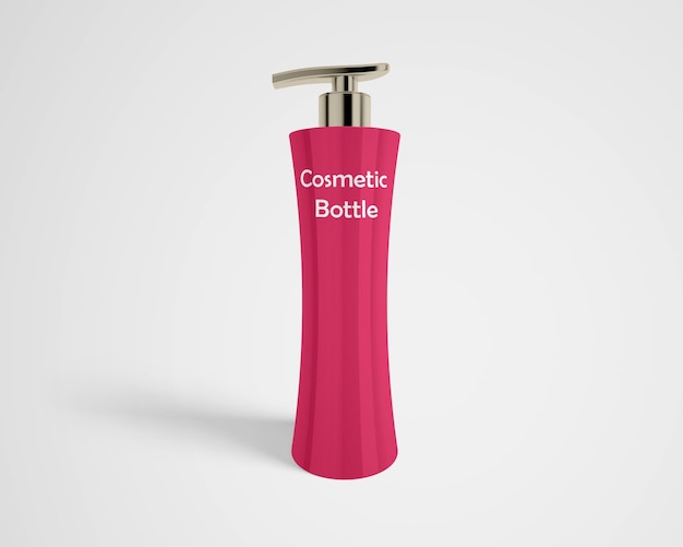 PSD mockup psd gratuito di una bottiglia rosa con su scritto flacone cosmetico