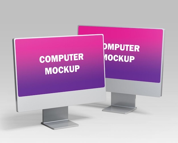 Free PSD mockup two computer mockup screens are next to each other