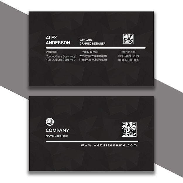 PSD Бесплатный дизайн современной и уникальной черной визитки.