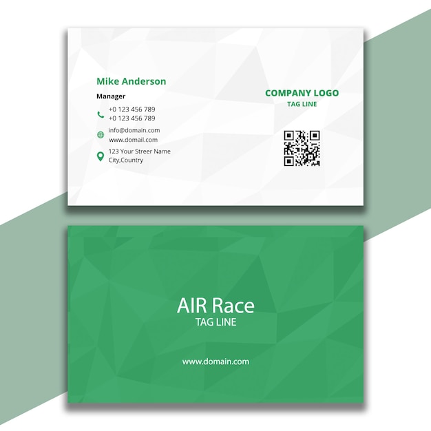 Free PSD modern business card white and green color template